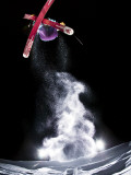 Skier Jumping and Grabbing His Skis at Mount Bachelor