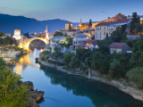 Stari Most or Old Bridge over Neretva River at Dusk