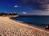 Plane over Maho Beach on Approach to Juliana Airport