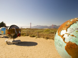 Globe Sculptures Along Footpath