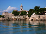 Medieval Town with Krk Castle (Kastel) to Left and Tower of Krk Cathedral