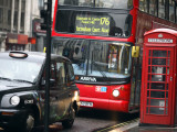 London Buses and Taxis in Heavy Traffic