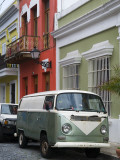 Old Volkswagen Combi Outside Colourful Colonial Houses in Old San Juan