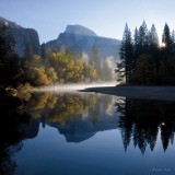 Autumn Sunrise  Half Dome  and the Merced River