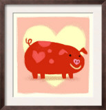 Cute Pig in Front of Heart