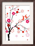 Orange Lovebirds in Tree