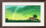 Landscape of Cottage and Rainbow