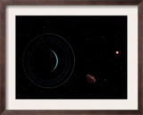 Uranus and Most of its Nine Major Rings Along with the Distant Sun and an Inner Satellite