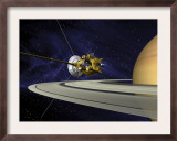 Artists Concept of Cassini During the Saturn Orbit Insertion Maneuver