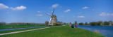 Windmill and Canals Near Leiden  the Netherlands