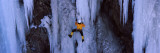 Rear View of a Person Ice Climbing  Colorado