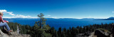Woman Sitting at The Lakeside  Lake Tahoe  California