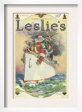 Leslie's  Father Christmas Santa Claus Ships Cruises Magazine  USA  1914