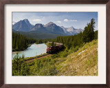 Freight Train Travelling on Morant's Curve Through Banff National Park  Alberta  Canada