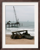 Navy Seabees Dismantling an Elevated Causeway Modular