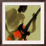 Playing Red and Black Bass Guitar