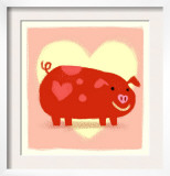 Cute Pig in Front of Heart