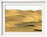 A Visitor Stands on Sand Dune in the Taklimakan Desert