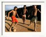 Children Play Soccer at a Shelter in the City Maraba