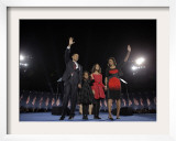 President-Elect Barack Obama and His Family Wave at the Election Night Rally in Chicago