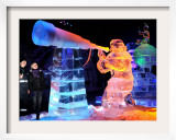 Visitors Admire Ice Sculptures in an Exhibition in Roevershagen