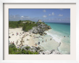 Tourists Enjoy the Beach Near the Mayan Ruins of Noh Hoch