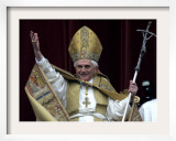 Pope Benedict XVI Waves to Pilgrims and Faithful fromSt Peter's Basilica at the Vatican