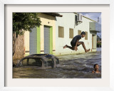Children Play in a Flooded Street in Trizidela Do Vale  Maranhao State  Brazil