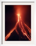 Lava Cascades Down the Slopes of Mayon Volcano in a Continuing Mild Eruption at Dusk  Philippines