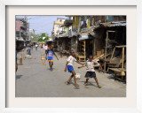 Children Play Soccer on One of the Streets of the Business District of Lagos