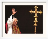 Pope Benedict XVI Waves to the Crowd