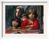 Children from Swat Arrive on a Truck at a Refugee Camp in Mardan  Northwest Pakistan