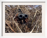 A Scout Observer Practices Observation Techniques Using a Homemade Ghillie Suit