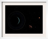 Uranus and Most of its Nine Major Rings Along with the Distant Sun and an Inner Satellite