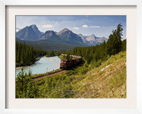 Freight Train Travelling on Morant's Curve Through Banff National Park  Alberta  Canada