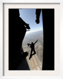 US Air Force Academy Parachute Team Jumps Out of an Aircraft over Nellis Air Force Base  Nevada