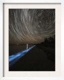 Star Trails over Bioluminescence in Waves on the Shores of the Gippsland Lakes  Australia