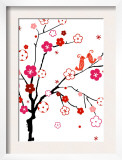 Orange Lovebirds in Tree