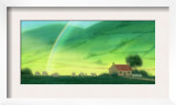 Landscape of Cottage and Rainbow