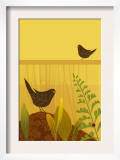 Birds in Garden with Ladybug