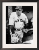 Babe Ruth in the New York Yankees Dugout at League Park in Clevelenad  Ohio  1934