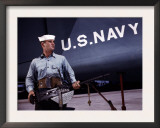 Sailor Holds a 30 Caliber Machine Gun at the Naval Air Base  Corpus Christi  Tx  1942