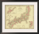 1855 Map of Japan  Showing Prefecture Boundaries