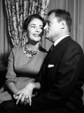 Elizabeth Taylor with Husband Mike Todd Showing Off Her Diamond Ring  April 1957
