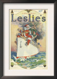Leslie's  Father Christmas Santa Claus Ships Cruises Magazine  USA  1914