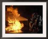 Firefighters Extinguishing a Simulated Battery Fire