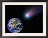 Digital Composite of a Comet Heading Towards Earth