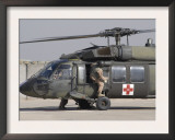 UH-60 Blackhawk Medivac Helicopter Refuels at Camp Warhorse after a Mission