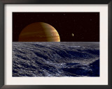 The Gas Giant Jupiter Seen Above the Surface of Jupiter's Moon Europa