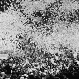 Busy Convention in Madison Square Gardens  New York City  People Releasing Balloons